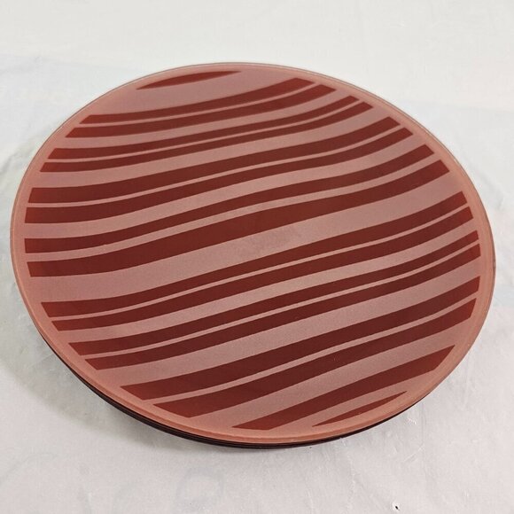 Temp-Tations Classic Red Stripe Glass Salad Luncheon Plates – Set of 4 - Picture 9 of 10